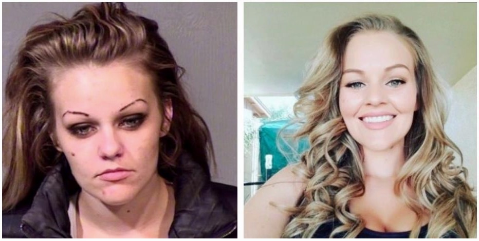A photo that shows a person before and after to stop using on meth